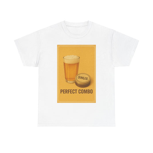 Snus and Beer "The Perfect Combo" - Heavy Cotton Tee